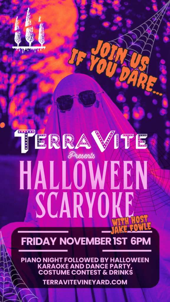 Join us for a Hauntingly Ghoulish night at Terra Vite! Jake Fowle performs on the piano followed by a night of Scaryoke (Karaoke, but SCARIER than normal!)